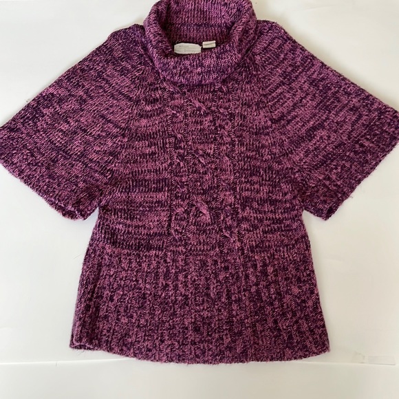 Allison Brittney Chunky pullover sweater,Cowl Turtle neck, violet,M, Acrylic - Picture 1 of 3